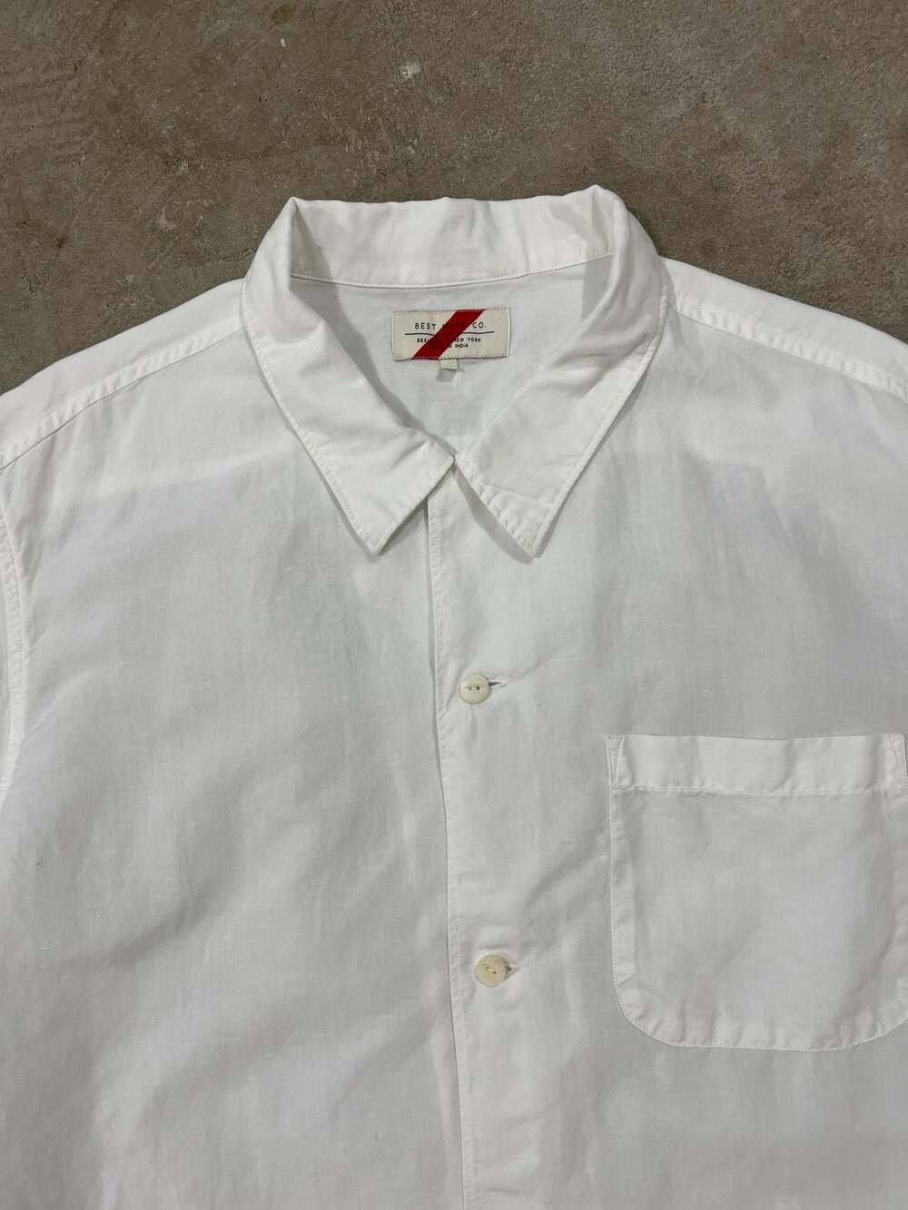 Best Made Co White Linen Cotton Short Sleeve Button Up Shirt XL